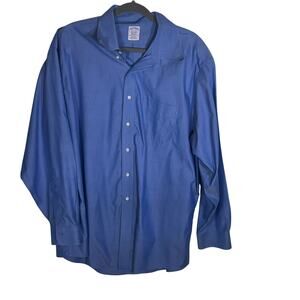 Brooks Brothers Classic Non-Iron Blue Supima Cotton Dress Shirt 17.5 35 USA